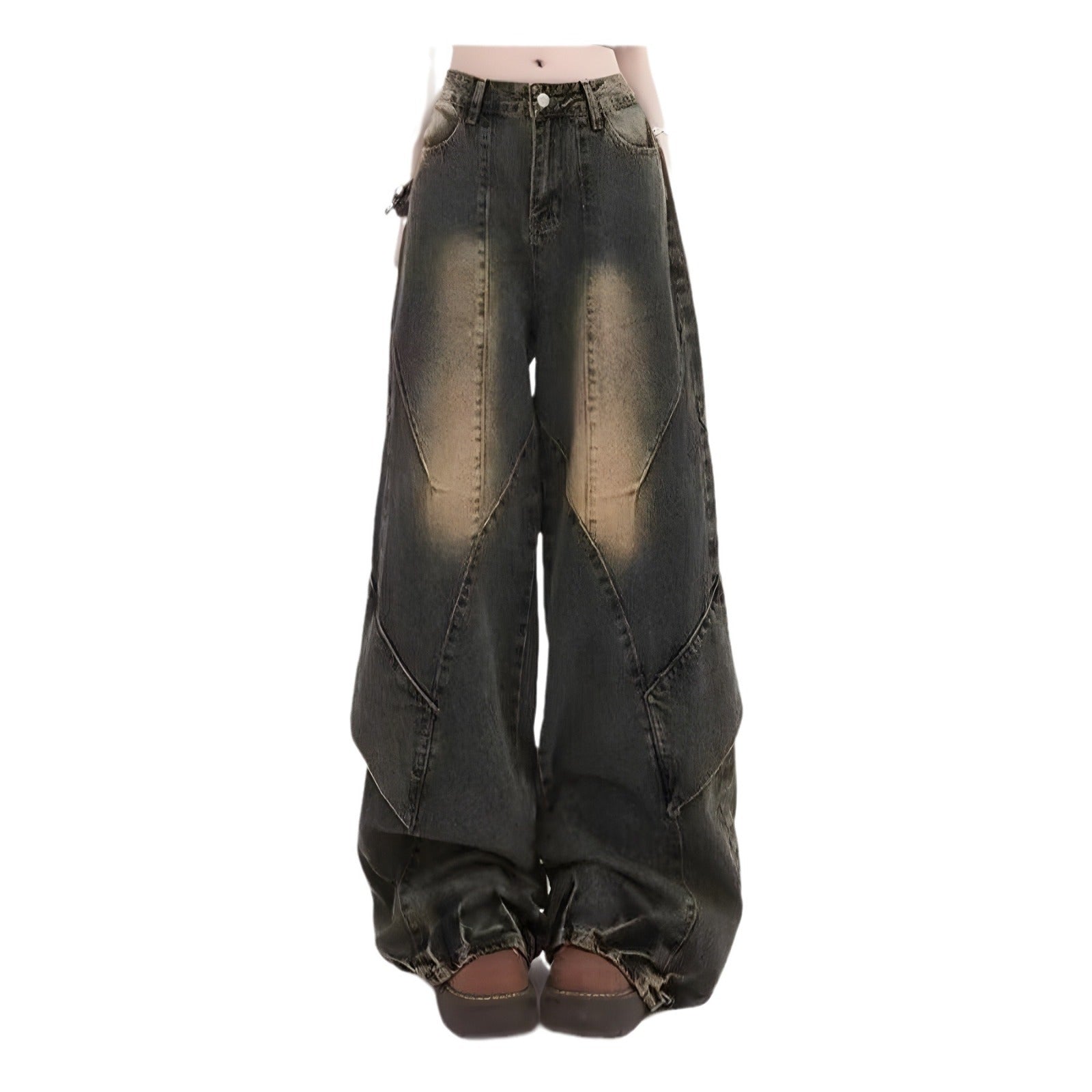 Aiertu shamar High Street Retro Distressed Jeans Men and Women Spring Loose Casual Straight Wide Leg aiertu