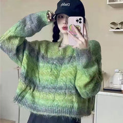Aiertu trending fall outfits Spring and Autumn Gradient Retro Japanese Style Lazy Style Sweater Women's Korean Style Niche Fashion aiertu