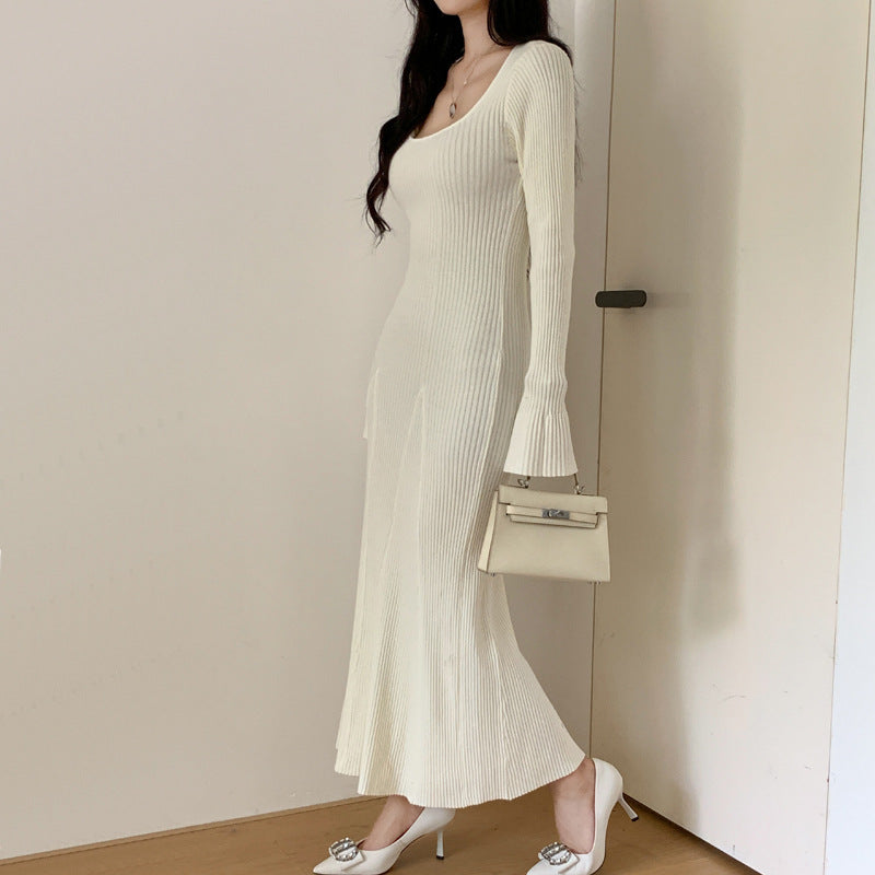 Aiertu fashion outfits Korean Style Autumn and Winter Slim-Fit Knitted Hip Skirt Age-Reducing Long Sleeve Dress Women's Fashion aiertu