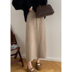 Aiertu outfit inspo winter Women's Mid-Length Wool Knitted Skirt Autumn and Winter Straight Skirt Super Nice Wool Sheath Straight Skirt aiertu