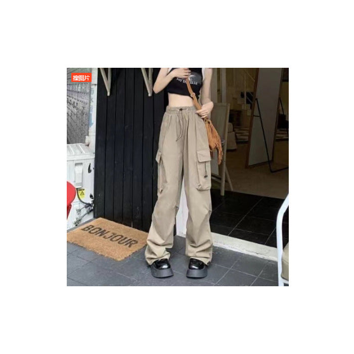 Aiertu concert outfit Women's Wide-Leg Pants Spring and Summer Niche Loose Slimming High Street Multi-Pocket Straight Overalls aiertu