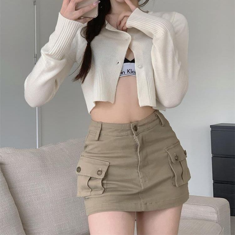 Aiertu joker costume female outfit Autumn Skirt Ins Fashionable Workwear Skirt Women's Khaki Hot Girl High Waist Slimming Sheath Skirt aiertu
