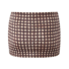 Aiertu black sweater dress outfit Autumn American Plaid Printed Hot Girl Sexy Low Waist Mini Hip Skirt Casual Skirt aiertu