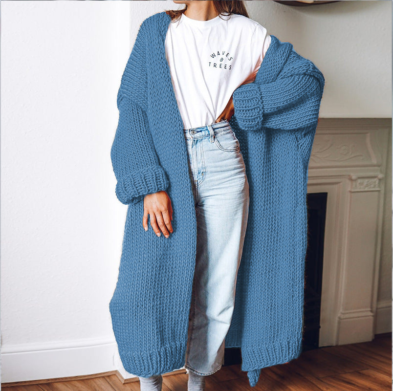 Aiertu fall outfits Plus Size Knitted Cardigan Women's Mid-Length Loose Casual Fashion Sweater Coat Women aiertu