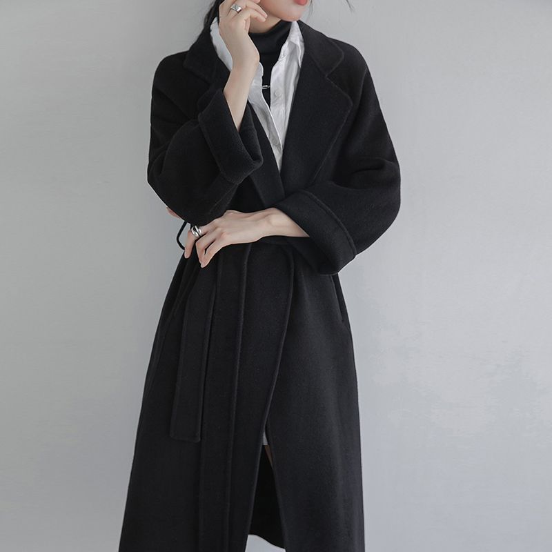 Aiertu simple winter outfits Maillard Double-Sided Velvet Mid-Length Fashion Woolen Coat Women's Autumn and Winter Small Slimming Woolen Large aiertu