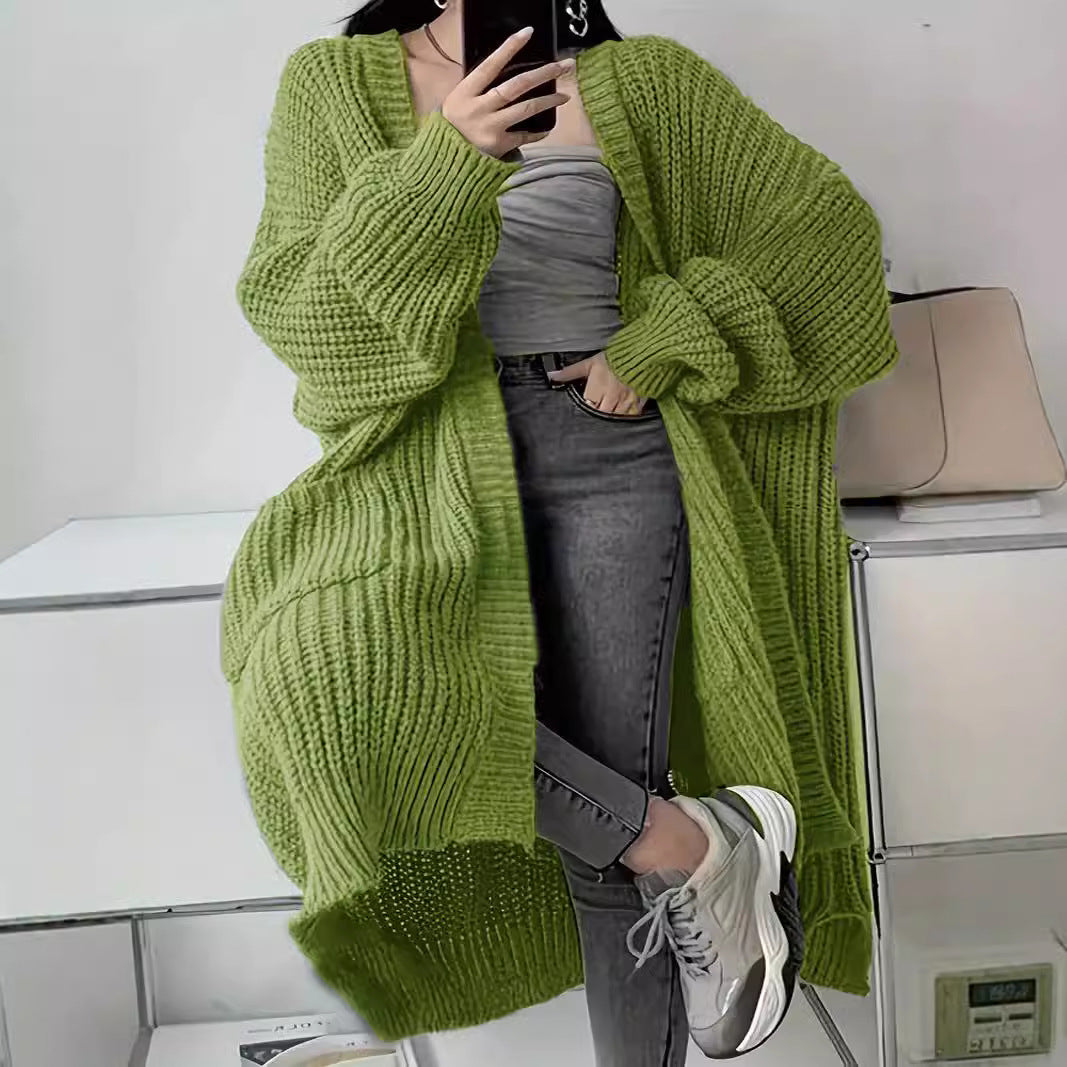 Aiertu fall outfits Women's Autumn and Winter plus Size Casual Sweater Extended Cardigan aiertu