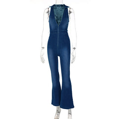 Aiertu leapord halloween outfit Style Women's Clothing Summer New Slim Slimming Fashion Street Retro Style High Waist Denim Jumpsuit aiertu