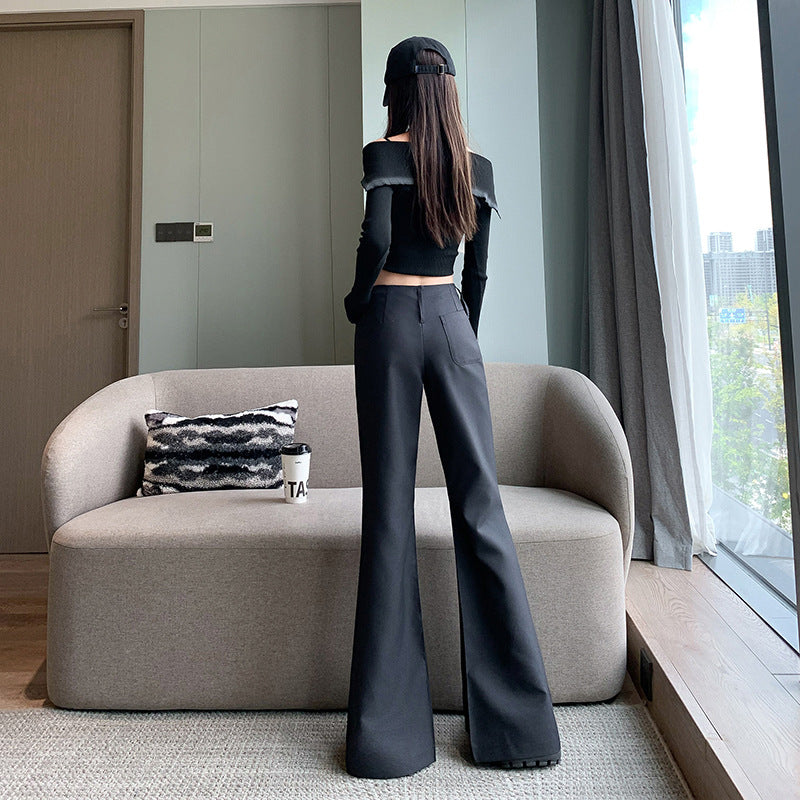 Aiertu fashion outfits High-Grade Casual Pants for Women Autumn and Winter Low Waist Slim Fit Comfortable Fashion Single Pants Fleece-lined Suit Pants aiertu