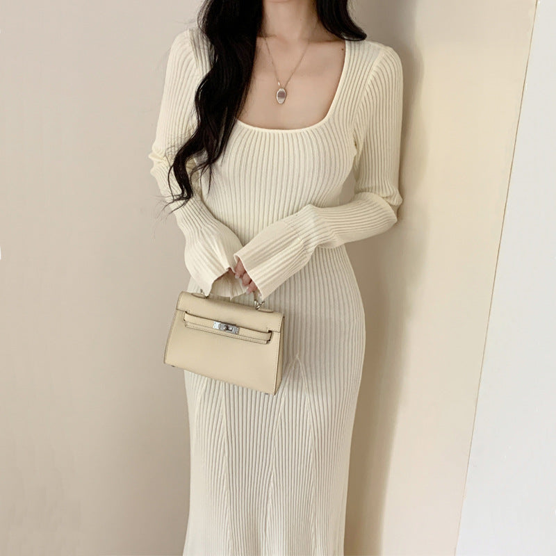 Aiertu fashion outfits Korean Style Autumn and Winter Slim-Fit Knitted Hip Skirt Age-Reducing Long Sleeve Dress Women's Fashion aiertu