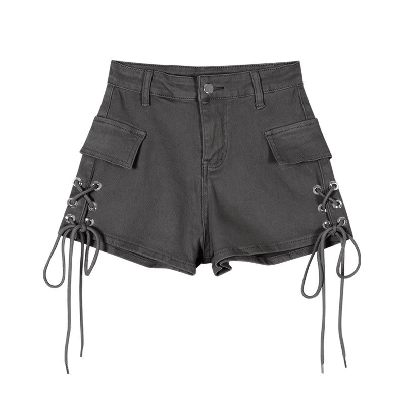 Aiertu joker costume female outfit Retro High Waist Slimming Overalls Jeans Women's Summer Hot Pants with Drawstring for Hot Girls plus Size Shorts aiertu