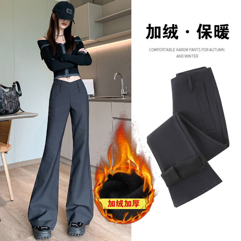 Aiertu fashion outfits High-Grade Casual Pants for Women Autumn and Winter Low Waist Slim Fit Comfortable Fashion Single Pants Fleece-lined Suit Pants aiertu