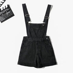 Aiertu Summer Korean Style Student Denim Suspender Pants Women's Preppy Style Wide Leg Shorts Loose Curling Denim Tide aiertu