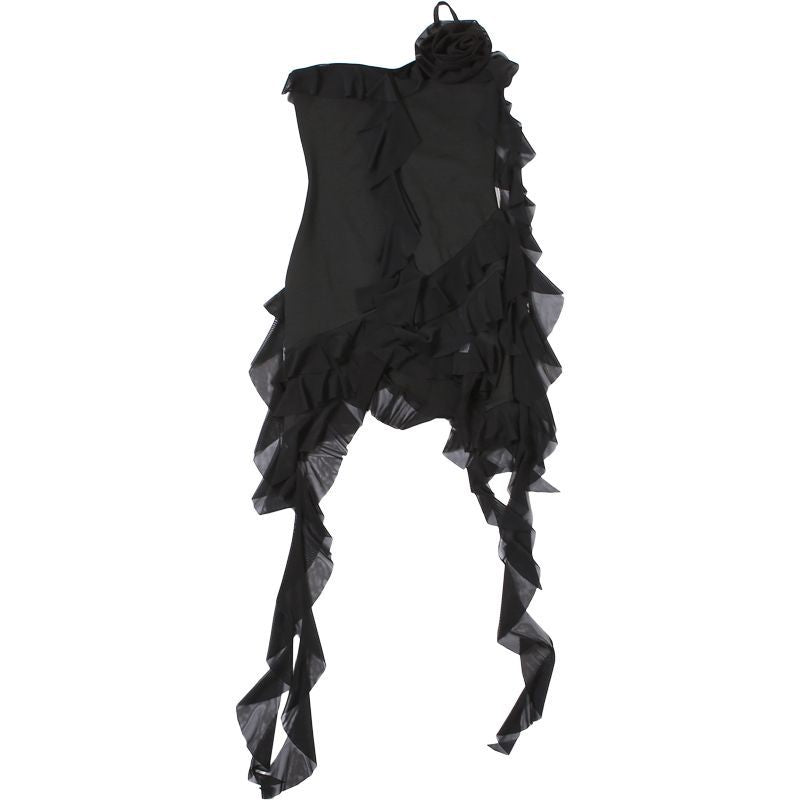Aiertu concert outfit Style Wrapped Chest Suspender Skirt Women's Irregular Mesh Sexy Hot Girl Dress Niche Tube Top Skirt aiertu