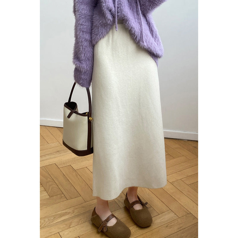 Aiertu outfit inspo winter Women's Mid-Length Wool Knitted Skirt Autumn and Winter Straight Skirt Super Nice Wool Sheath Straight Skirt aiertu