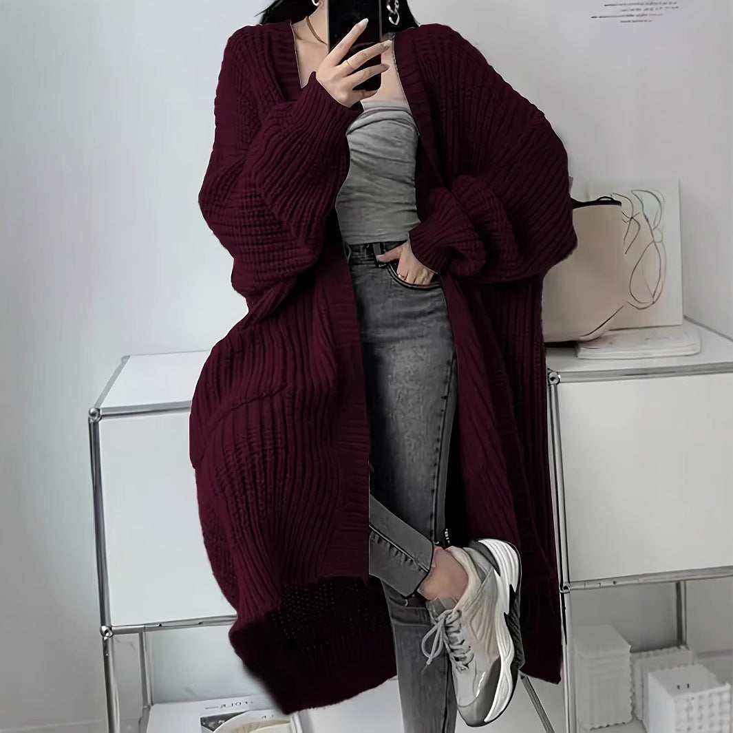 Aiertu fall outfits Cardigan Casual Loose Texture Clear Long aiertu