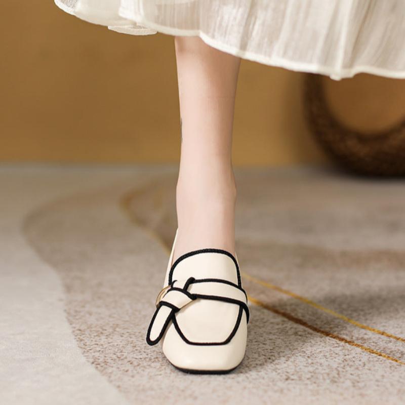 Aiertu Summer Women Chunky Pumps Thick High Heel Slip-On Waterproof Loafers Shoes Casual Vintage Square Toe Ladies Suit Shoes Aiertu