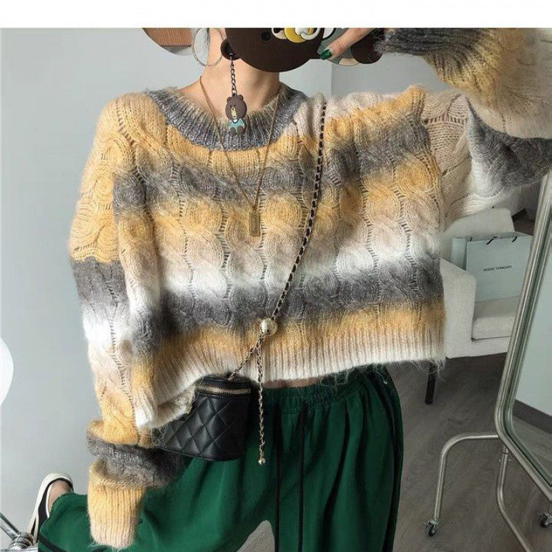 Aiertu trending fall outfits Spring and Autumn Gradient Retro Japanese Style Lazy Style Sweater Women's Korean Style Niche Fashion aiertu