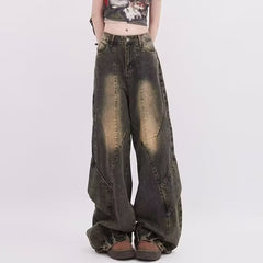 Aiertu shamar High Street Retro Distressed Jeans Men and Women Spring Loose Casual Straight Wide Leg aiertu