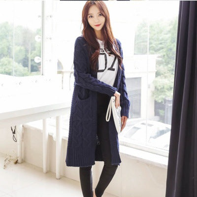 Aiertu black leggings outfit fall Twist Sweater Cardigan Coat Women's Thick Needle Korean Style Loose Mid-Length Sweater Coat aiertu