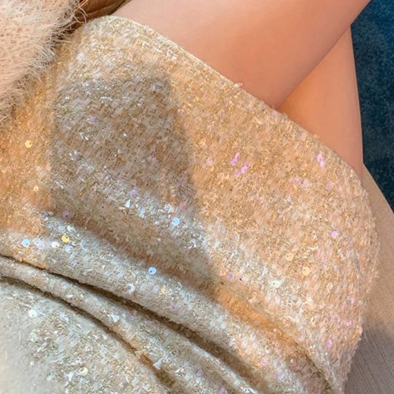 Aiertu fall outfits Skirt Autumn and Winter Women's Short Skirt Sequined Skirt Sequined Skirt Tweed One-Step Hip Skirt Mid-Length aiertu