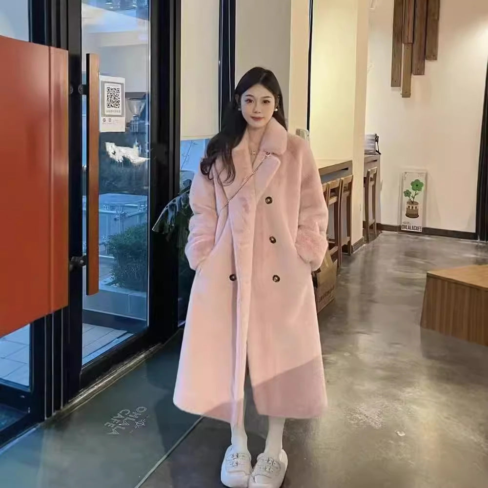 Aiertu cold weather outfits Autumn Thickened Extended Suit Collar Faux Mink Fur Fur Integrated Fur Environmental Protection Fur Women's Coat Large aiertu