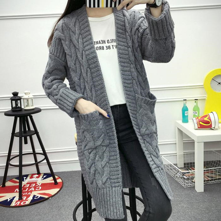 Aiertu black leggings outfit fall Twist Sweater Cardigan Coat Women's Thick Needle Korean Style Loose Mid-Length Sweater Coat aiertu