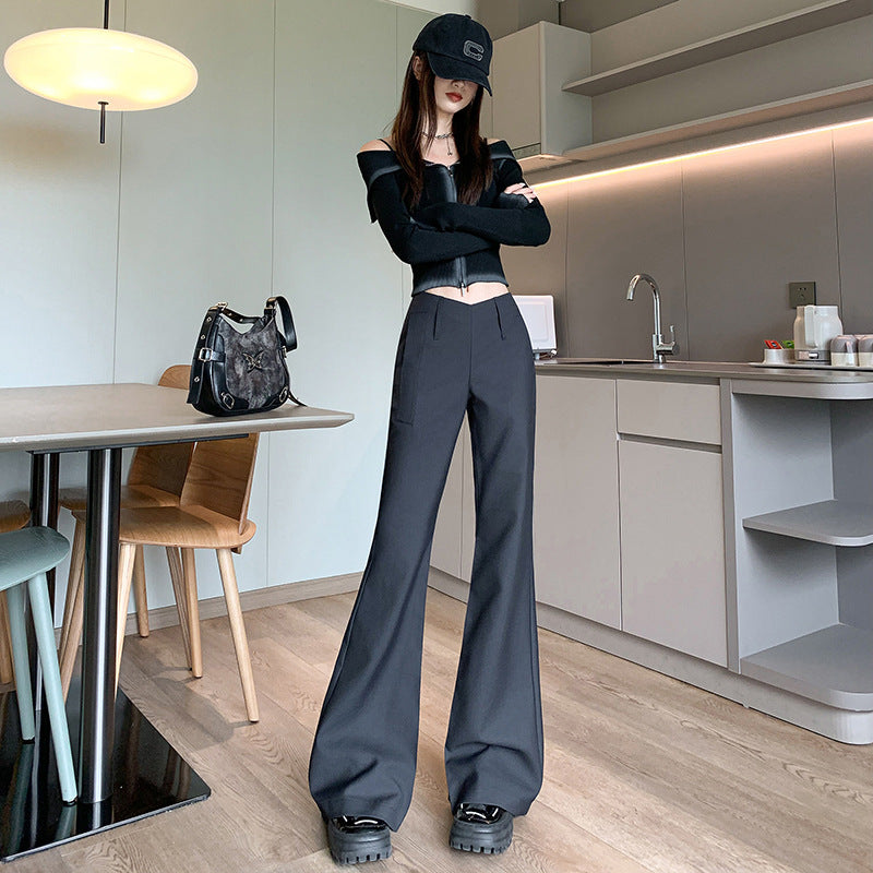 Aiertu fashion outfits High-Grade Casual Pants for Women Autumn and Winter Low Waist Slim Fit Comfortable Fashion Single Pants Fleece-lined Suit Pants aiertu
