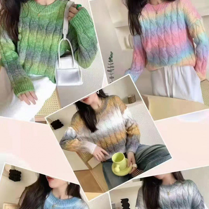 Aiertu trending fall outfits Spring and Autumn Gradient Retro Japanese Style Lazy Style Sweater Women's Korean Style Niche Fashion aiertu