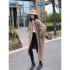 Aiertu cold weather outfits Chubby Girl plus Size Autumn and Winter Lamb Plush Loose Thickened Double-Breasted Mid-Length Overcoat Coat for Women aiertu