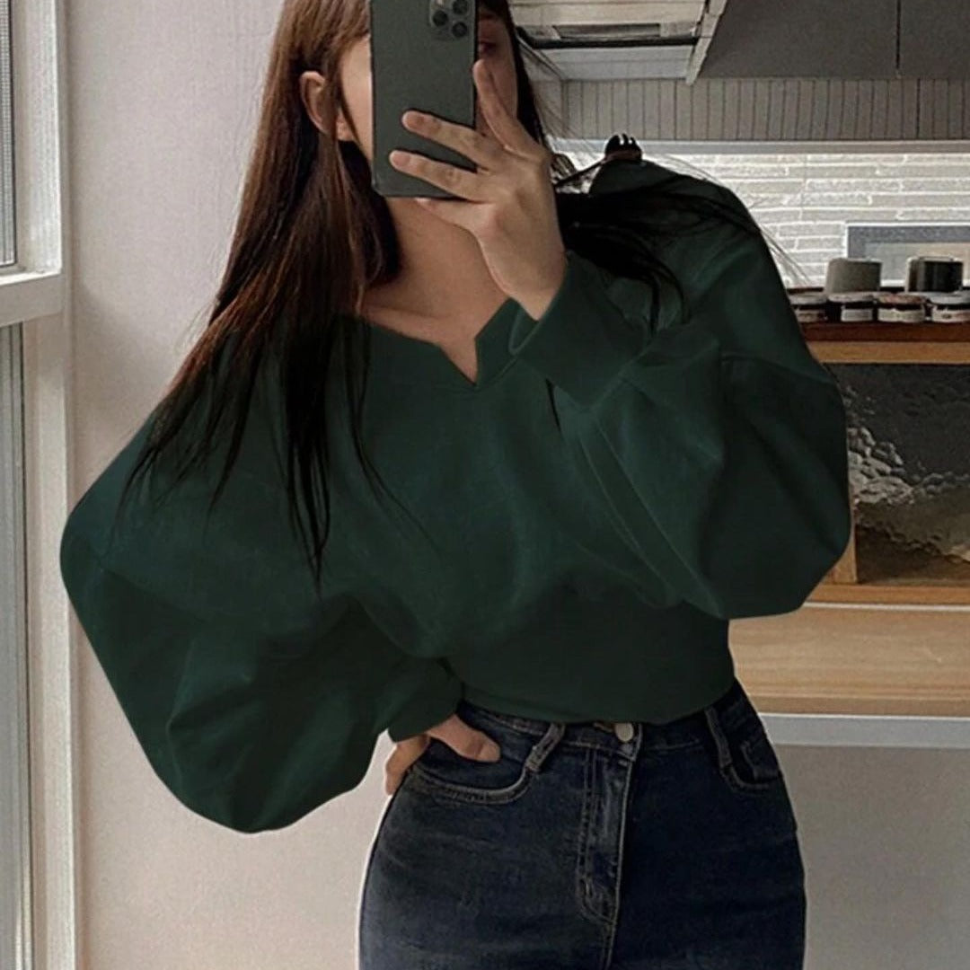 Aiertu fashion outfits round Neck Pullover Waist-Tight Long-Sleeved Sweater Women's Spring and Autumn Casual Niche Short Slim Top aiertu