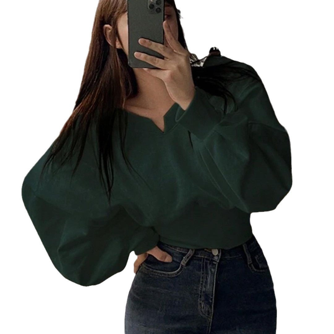 Aiertu fashion outfits round Neck Pullover Waist-Tight Long-Sleeved Sweater Women's Spring and Autumn Casual Niche Short Slim Top aiertu