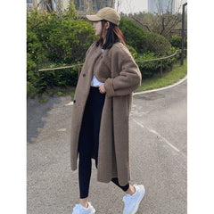 Aiertu cold weather outfits Chubby Girl plus Size Autumn and Winter Lamb Plush Loose Thickened Double-Breasted Mid-Length Overcoat Coat for Women aiertu