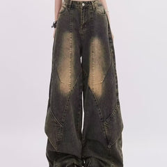 Aiertu shamar High Street Retro Distressed Jeans Men and Women Spring Loose Casual Straight Wide Leg aiertu