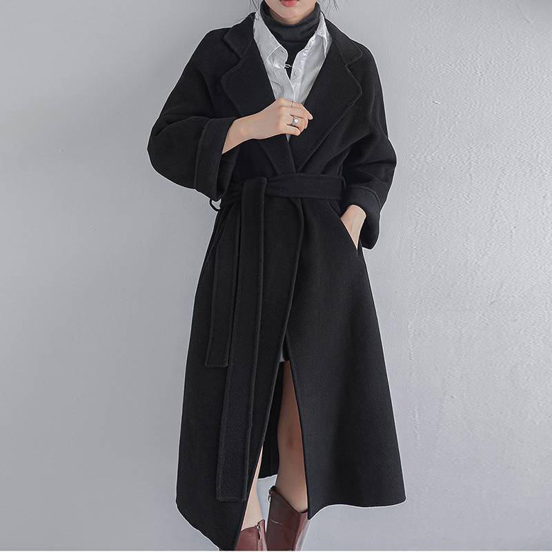 Aiertu simple winter outfits Maillard Double-Sided Fleece Mid-Length over-the-Knee Woolen Coat Women's Small Slimming Autumn and Winter Woolen Coat Fashion aiertu