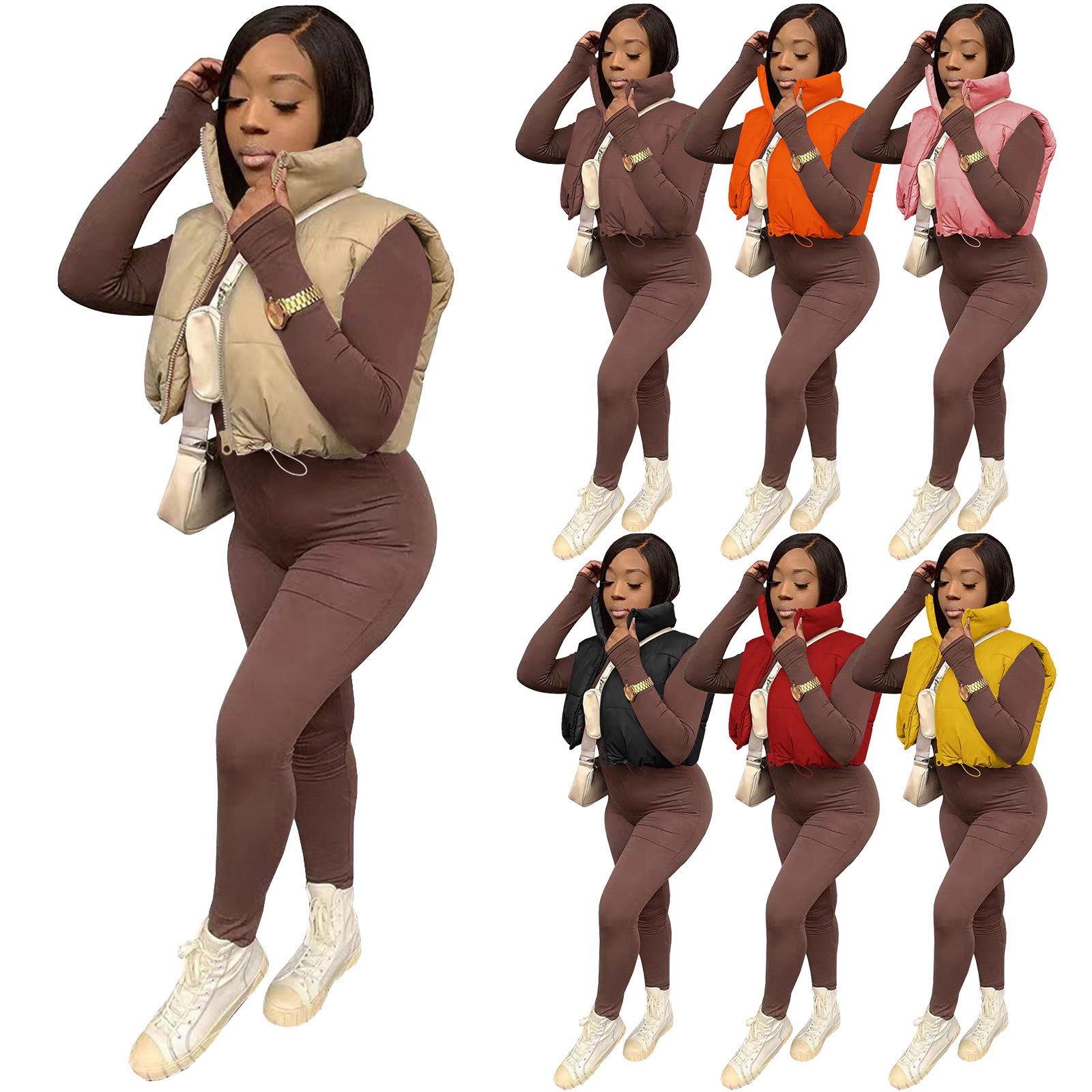 Aiertu datenight fall outfits Women's Winter Fashion Casual Solid Color Vest Coat aiertu