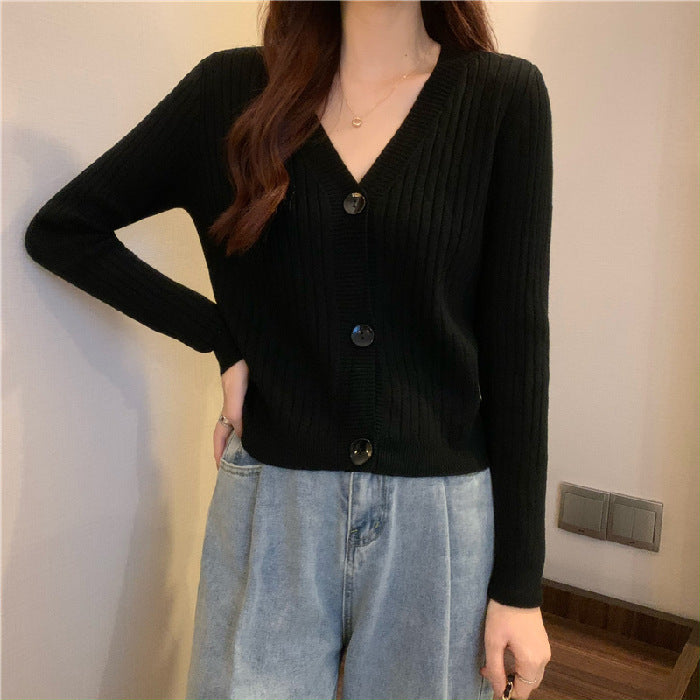 Aiertu curvy casual outfits Women's Knitted Cardigan Autumn and Winter Loose Short Online Celebrity V-neck Outer Top Thin Sweater aiertu