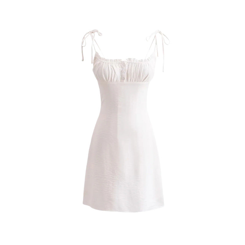 Aiertu cute outfits fall French Style Sexy Girl V-neck Lace Suspender Skirt Solid Color Dress Niche Sexy Slim A- line Skirt aiertu