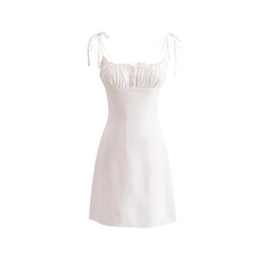 Aiertu cute outfits fall French Style Sexy Girl V-neck Lace Suspender Skirt Solid Color Dress Niche Sexy Slim A- line Skirt aiertu