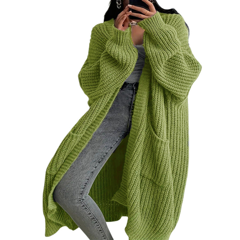 Aiertu fall outfits Women's Autumn and Winter plus Size Casual Sweater Extended Cardigan aiertu