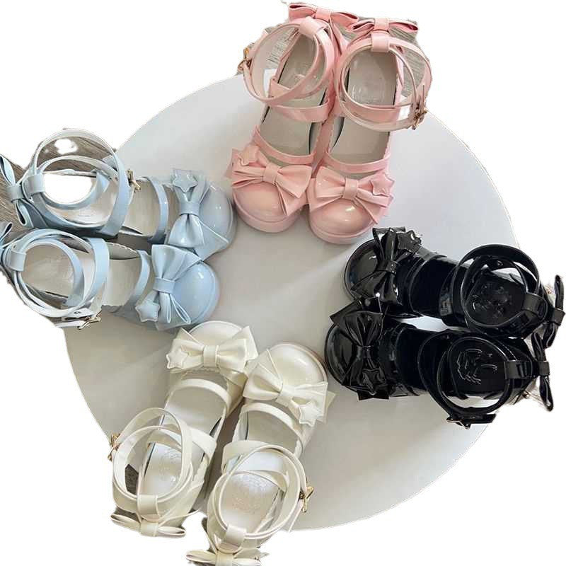 Aiertu shoes Sweet Lolita Shoes round Toe Cute Girl's Shoes Japanese Mary Jane Chunky Heel High Heels Waterproof Platform aiertu