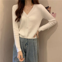 Aiertu curvy casual outfits Women's Knitted Cardigan Autumn and Winter Loose Short Online Celebrity V-neck Outer Top Thin Sweater aiertu
