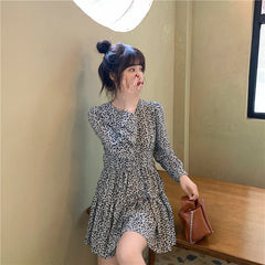 Aiertu outfits Autumn and Winter Women's Skirt Vintage Floral Long Sleeve Dress Elegant Waist Slimming Small Skirt aiertu