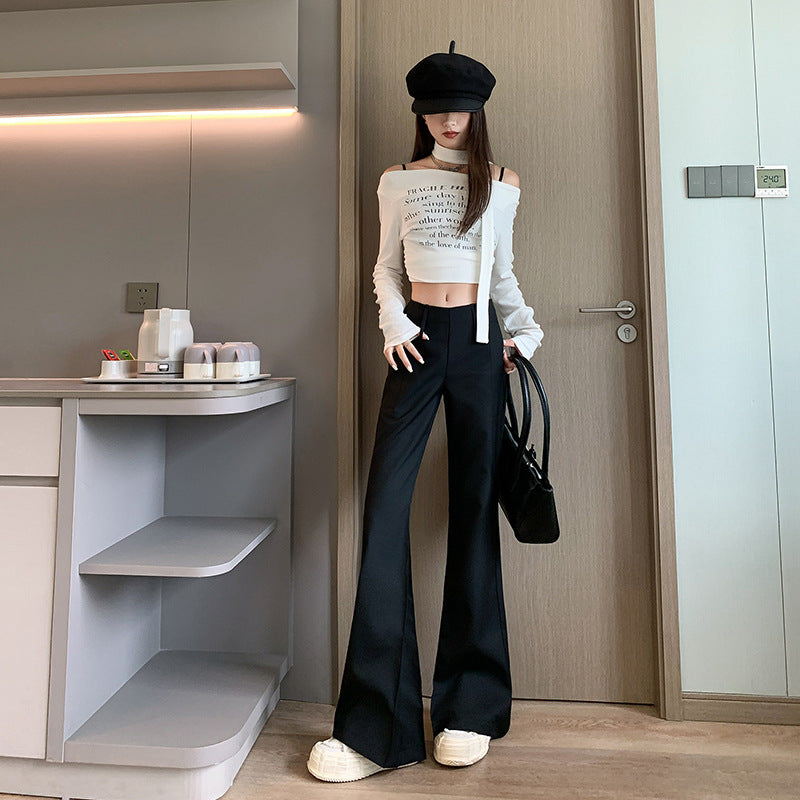 Aiertu fashion outfits High-Grade Casual Pants for Women Autumn and Winter Low Waist Slim Fit Comfortable Fashion Single Pants Fleece-lined Suit Pants aiertu