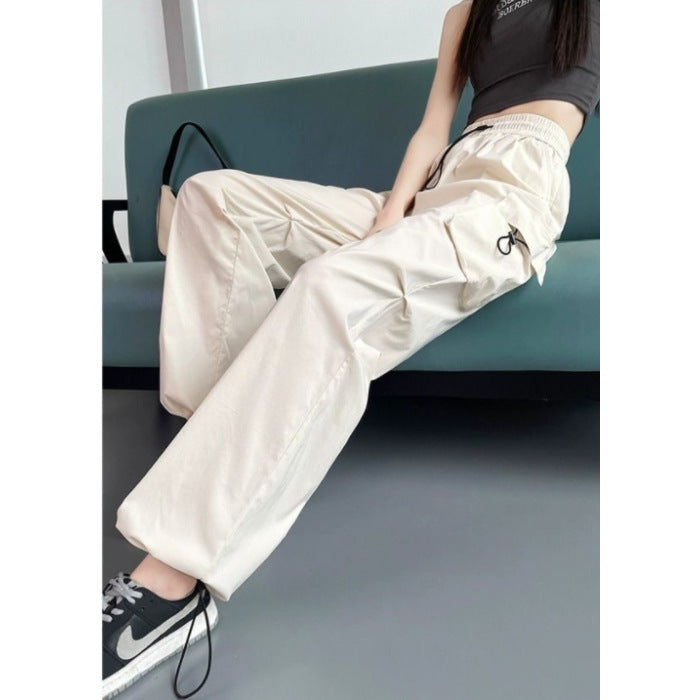 Aiertu concert outfit Women's Wide-Leg Pants Spring and Summer Niche Loose Slimming High Street Multi-Pocket Straight Overalls aiertu
