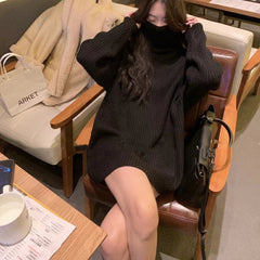 Aiertu style Soft Glutinous Turtleneck Pullover Women's Autumn and Winter Loose Lazy Style Mid-Length Inner Sweater Top aiertu