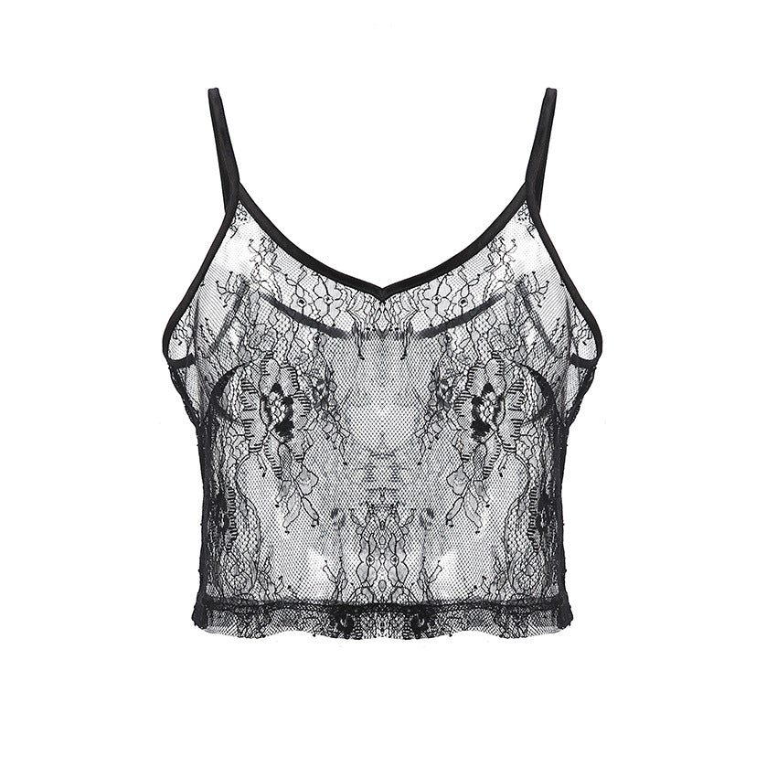 Aiertu y2k outfits Sexy Polyester Lace Sling V-neck Short Pullover Vest Summer Fashion Women aiertu