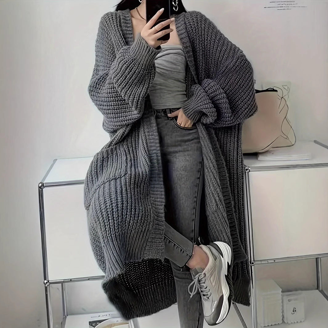 Aiertu fall outfits Cardigan Casual Loose Texture Clear Long aiertu