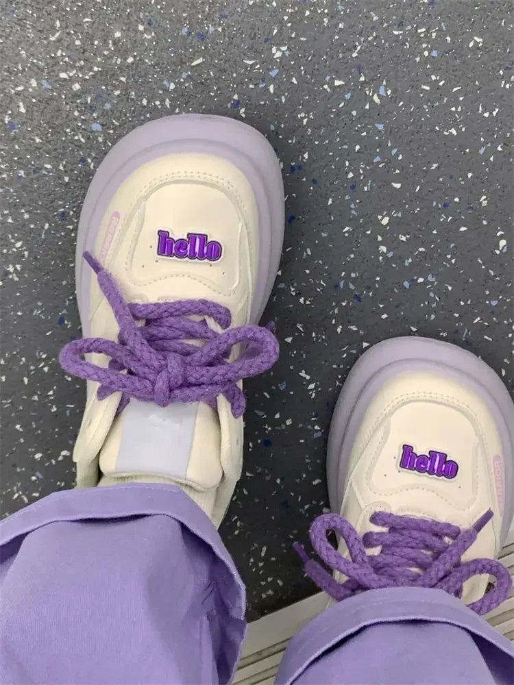 Aiertu Women Sneakers Purple Platform Sports Shoes Skateboard Tennis Female Flat Casual Vulcanize Kawaii Korean Spring Summer Footwear Aiertu