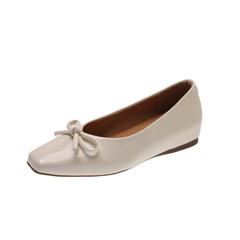 AIERTU  -  Bowtie Flat Shoes Women Ballerinas Square Toe Slip on Ballet Flats Lazy Loafers Moccasins Ladies Casual Comfort Shoes Aiertu