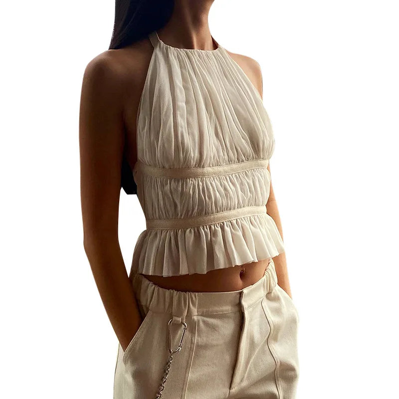 Aiertu Sexy Y2K Fashion Camisole Womens Backless Sleeveless Chic Design Summer Bandage Streetwear Wild Elegant Slim Tank Tops Vest Aiertu
